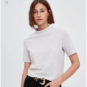 Zara. White mock neck body cropped top. Small.